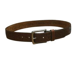 Vintage Banana Republic Beaded & Tooled Brown Leather Belt